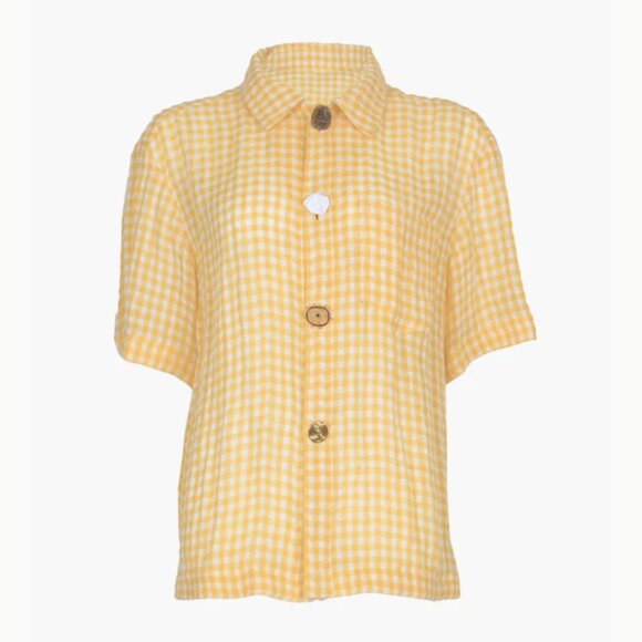 Marty Shirt Linen Check Yellow - Picture 1 of 7